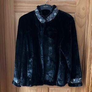 Vintage Terry Lewis Classic Luxuries Faux Black Fur Coat